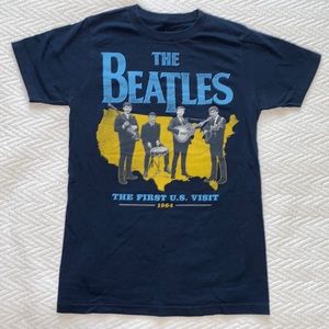 BEATLES BLUE FIRST US VISIT BAND TEE SHIRT SIZE S